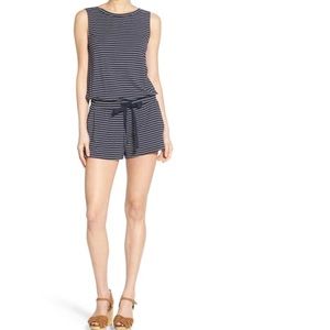 Stem Sleeveless Romper Navy/White Stripe Size M